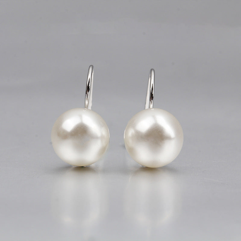 S925 Sliver Plated Earring 9-10mm Pearl for Womens Girls