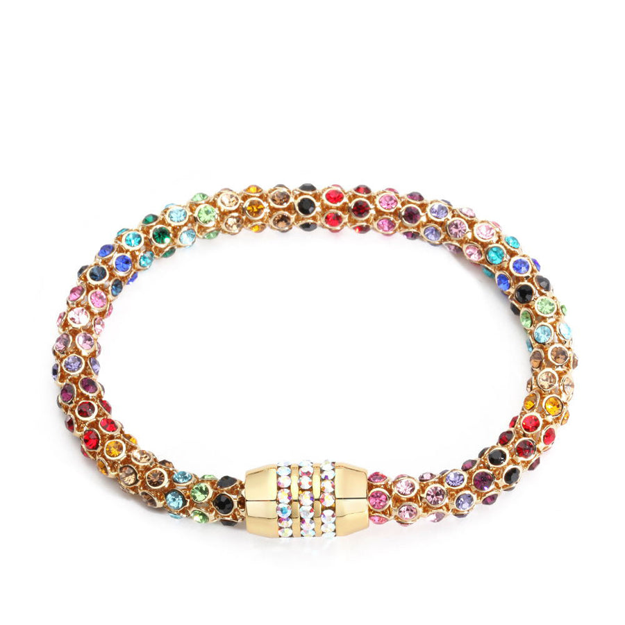 18K Gold Plated Bracelet Stackable Colourful Cubic Zirconia Bracelet  |Eternity Bracelet | Mother's Day Birthday  Anniversary Jewelry Gift for Women Girls