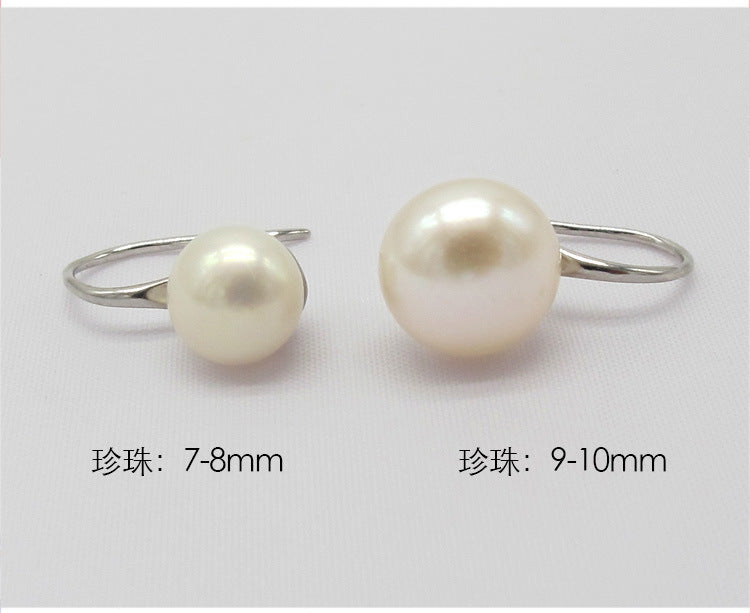 S925 Sliver Plated Earring 9-10mm Pearl for Womens Girls