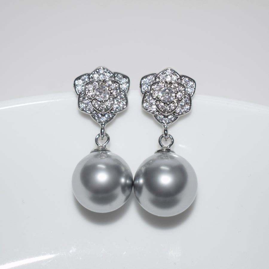 Earrings S925 Silver 18K Gold Plated 14mm Seashell pearl - ( A pair ）